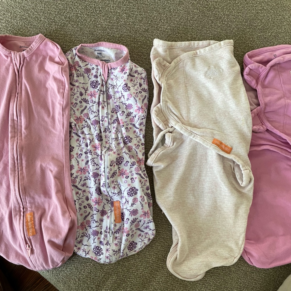 LOT OF 4 SwaddleMe Infant Baby Newborn & Small Medium Sleep Sack Bundle Pink